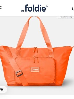 The Foldie Orange Packable Tote Bag